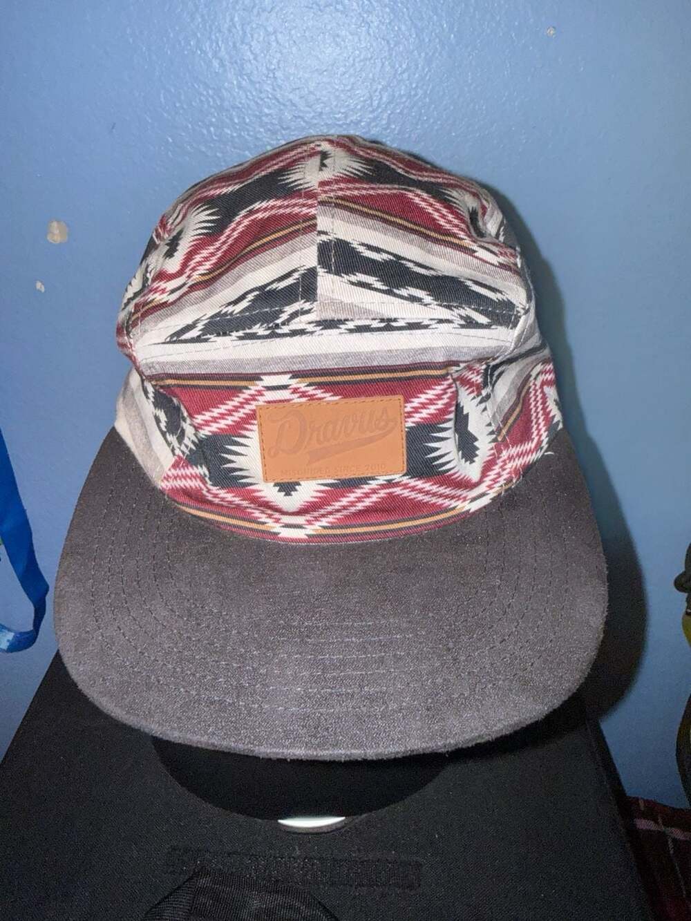 Dravus 5-Panel Hat Aztec Blanket Pattern Script Logo Strapback - Picture 4 of 9